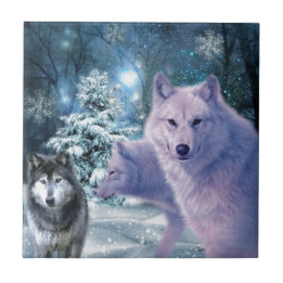 Carreau Loups sauvages majestueux dans la forêt
