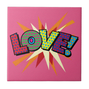 Carreau LOVE Amusant Art Pop Livre de Bande Dessinée Rétro