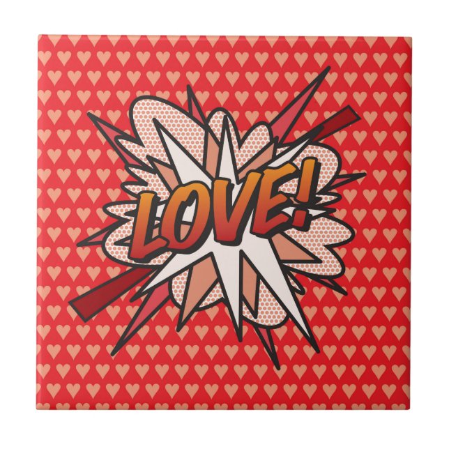 Carreau LOVE Amusant Rétro Bande Dessinée Pop Art (Devant)