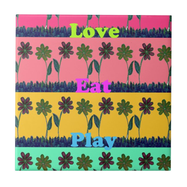Carreau Love Eat Play Art Print (Devant)