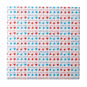 Carreau LOVE est une citation LOVE en rouge et bleu