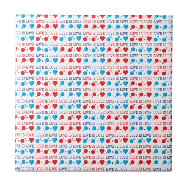 Carreau LOVE est une citation LOVE en rouge et bleu (Devant)