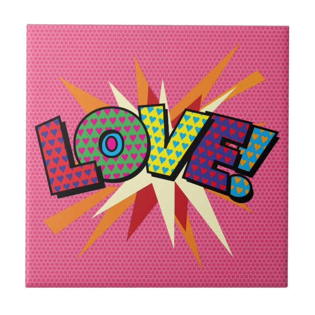Carreau LOVE Fun Retro Comic Book Pop Art (Devant)