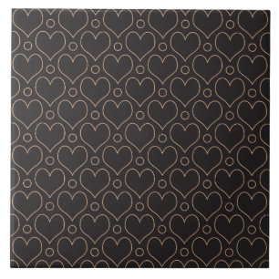 Carreau Love Hearts et motif Pois en Tan & Black