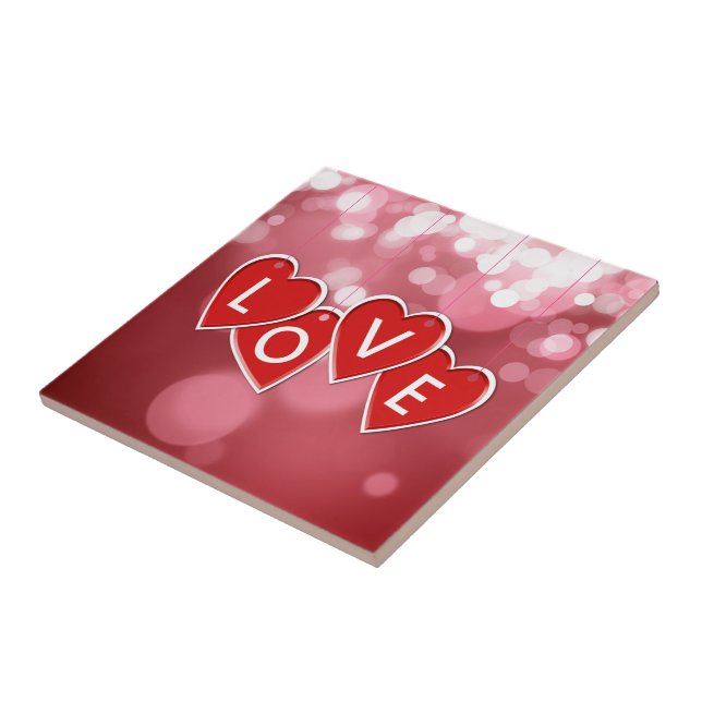 Carreau Love Lettering Red Hearts (Côté)