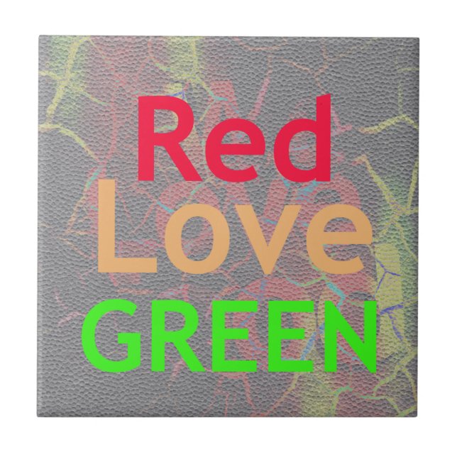 CARREAU LOVE RED GOLDEN VERT (Devant)