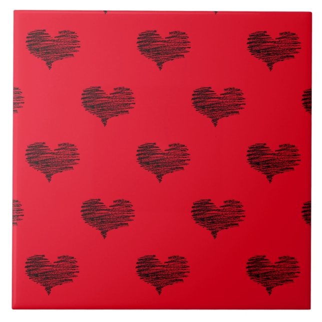 Carreau Love Valentine's Day Black Heart croquis (Devant)