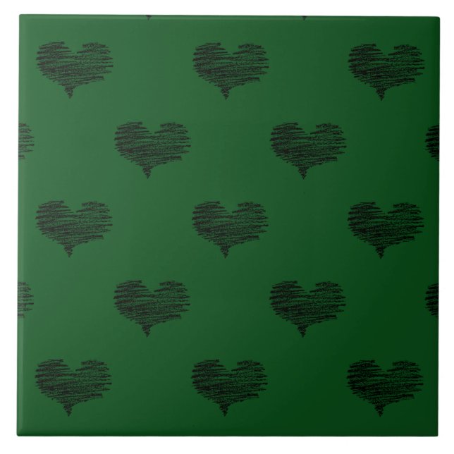Carreau Love Valentine's Day Black Heart croquis (Devant)