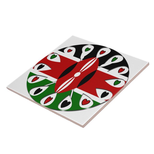 Carreau Lovely Hearts Kenya : Drapeau Art Motif (Côté)