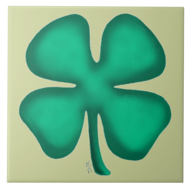 Carreau Lucky 4 Leaf Irish Clover light green large tile (Devant)