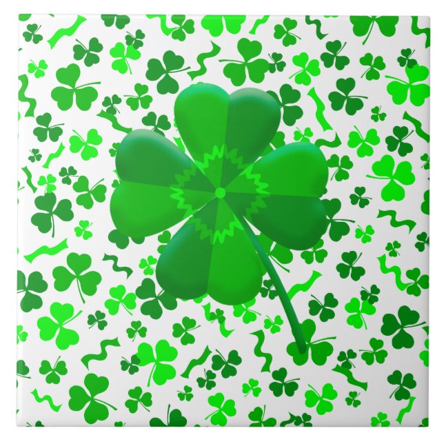 Carreau Lucky Four Leaf Clover Shamrocks Confetti (Devant)