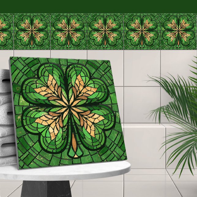 Carreau Lucky trèfle à quatre feuilles - Art de la mosaïqu (Créateur téléchargé)