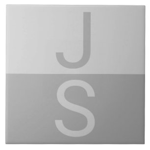 Carreau Lumineuses Gris & Gris Initiales Modernes Monogram