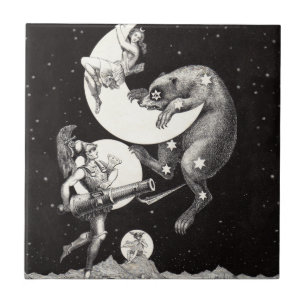 Carreau Lune céleste ciel Univers Dieu Nuit Illustration