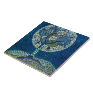Carreau "Lune en fleur" (peinture)