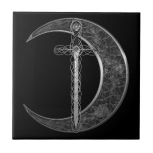 Carreau Lune et épée celtiques grises