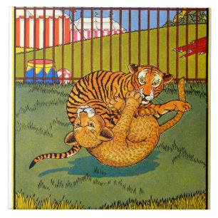 Carreau lutte contre le tigre et le léopard