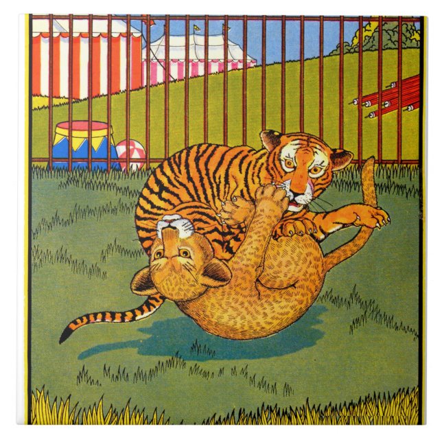 Carreau lutte contre le tigre et le léopard (Devant)