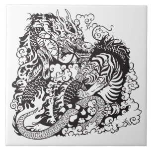 Carreau lutte dragon et tigre