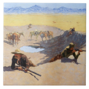 Carreau Lutter pour le trou d'eau (par Frederic Remington)