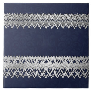 Carreau Luxe, élégance, argenterie, damas bleu marine