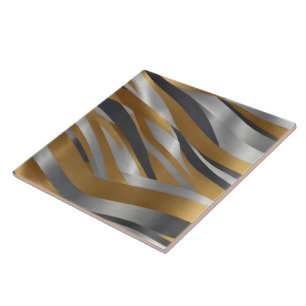Carreau Luxe moderne Silver Gold Linen Texture Collection