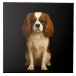 Carreau Luxe Noir 4 avec Cavalier Spaniel Doux