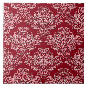 Carreau Luxe, vintage, élégant, rouge, blanc, floral