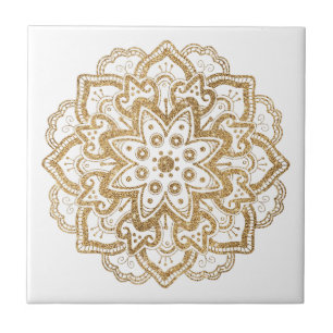 Carreau Luxueuse Faux Gold Parties scintillant Boho Mandal