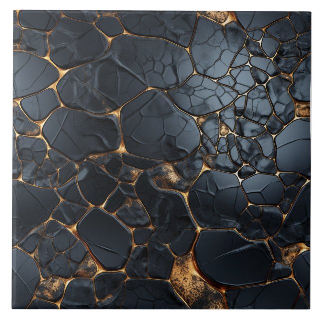 Carreau Luxueux Black and Gold Abstrait (Devant)