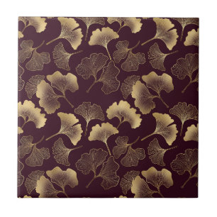 Carreau Luxueux Ginkgo Bourguignon Or
