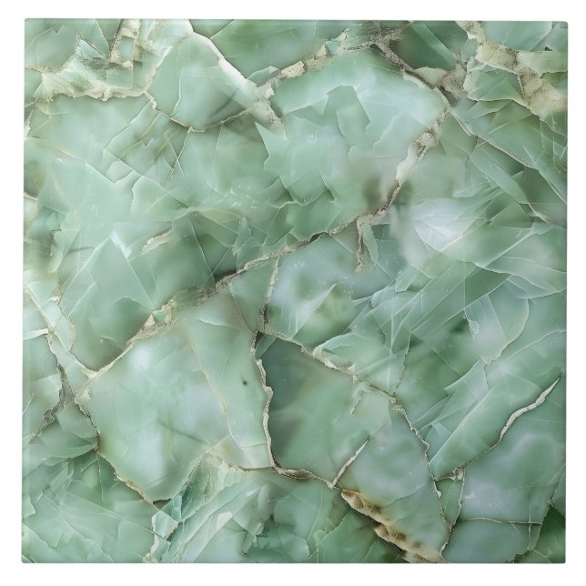 Carreau Luxueux Green Gemstone Moderne Glam esthétique (Devant)