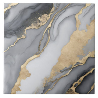 Carreau Luxury Marble Gold Swirl Ceramic Tile 