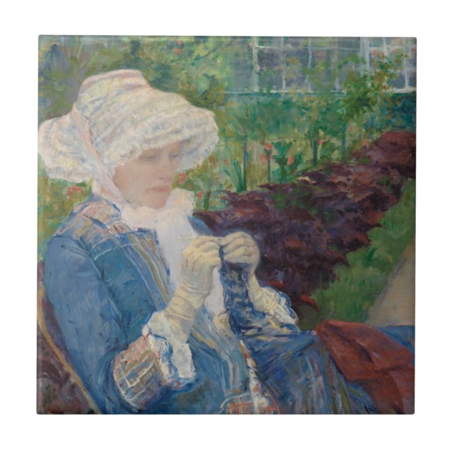 Carreau Lydia faisant du crochet dans le jardin à marneux (Devant)