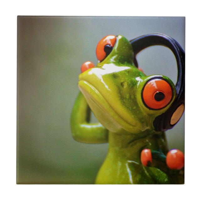 Carreau M. Frog avec des écouteurs (Devant)