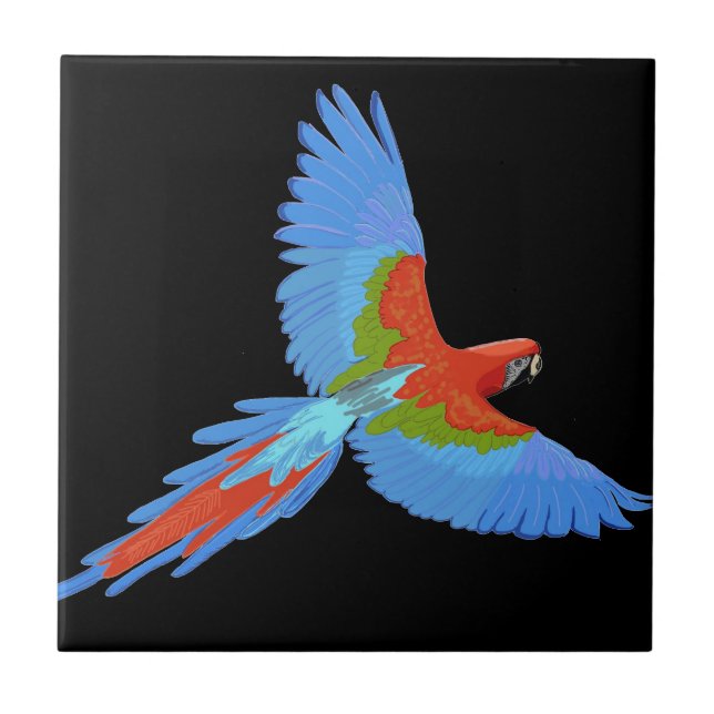 Carreau Macaw volant bleu et rouge (Devant)