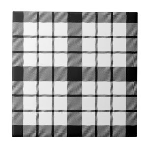 Carreau MacFarlane tartan noir blanc plaid