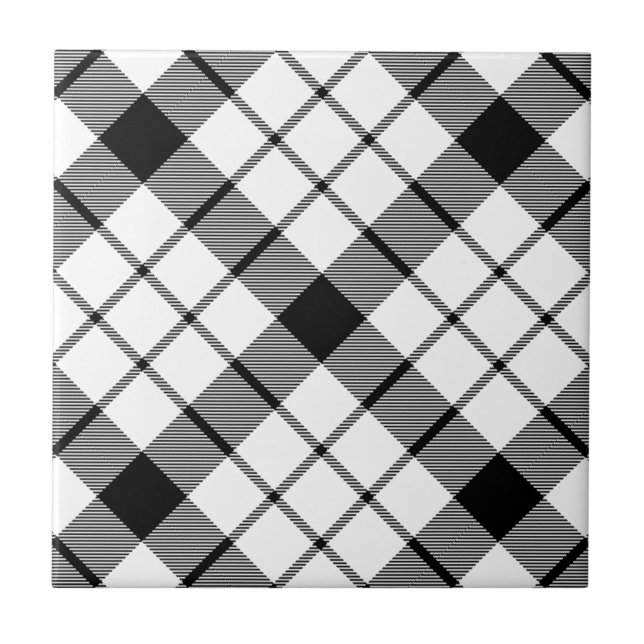 Carreau MacFarlane tartan noir blanc plaid (Devant)