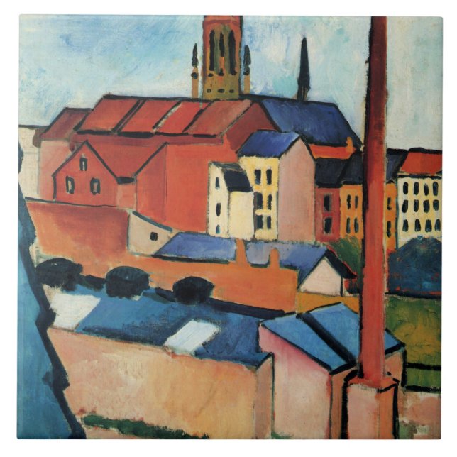 Carreau Macke - St. Mary's avec Maisons et Chimney (Bonn)  (Devant)