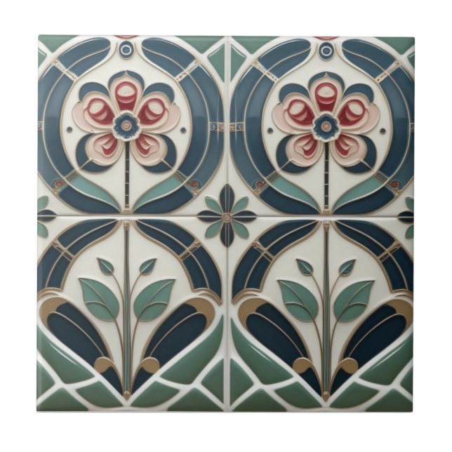 Carreau Mackintosh Art Deco Abstract Floral Wall Decor (Devant)