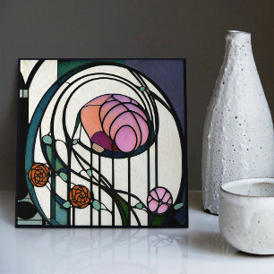 Carreau Mackintosh Art Déco Abstrait Floral Décor Cer