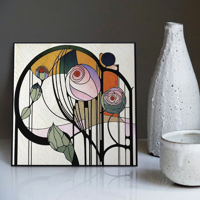 Carreau Mackintosh Art Déco Décor Abstrait Floral (Créateur téléchargé)