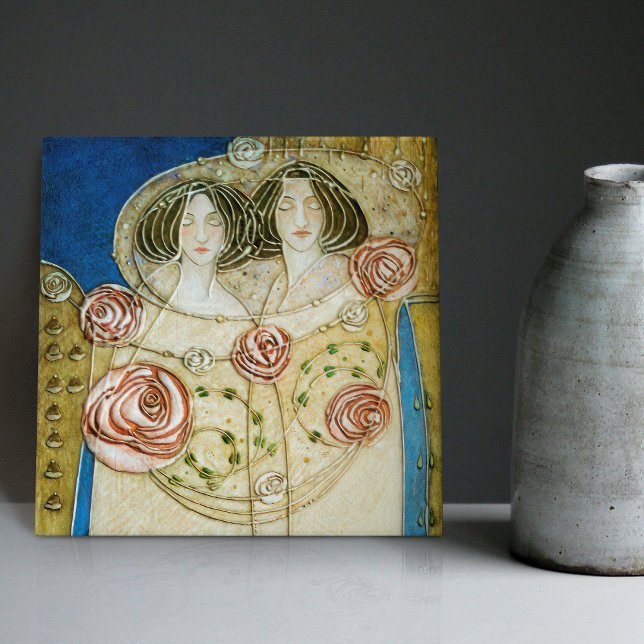 Carreau Mackintosh Art Déco Femmes et Décor Rose (Créateur téléchargé)