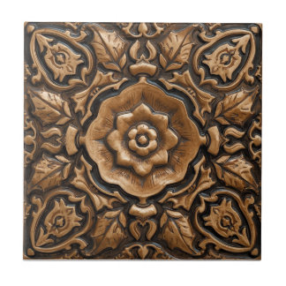 Carreau Mackintosh Rose Faux Relief Arts & Crafts Repro