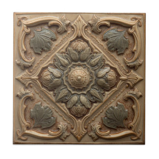 Carreau Mackintosh Rose Faux Relief Arts & Crafts Repro