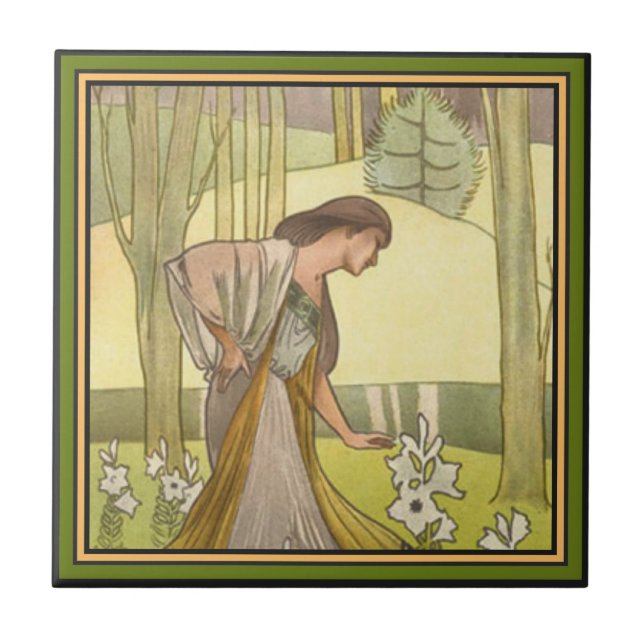 Carreau Madame de ~ de Nouveau d'art et tuile de lis (Devant)