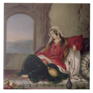 Carreau Madame de Kandahar de rang, occupée à fumer, plat