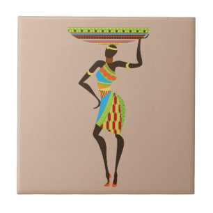 Carreau Madame tribale africaine avec l'art de tribal de
