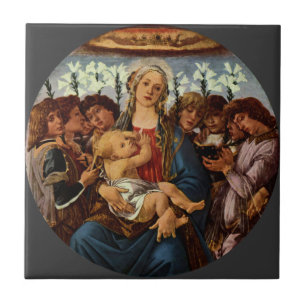 Carreau Madone et Enfant avec huit anges par Botticelli