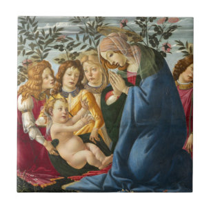 Carreau Madonna Adoring l'Enfant avec 5 Anges Botticelli
